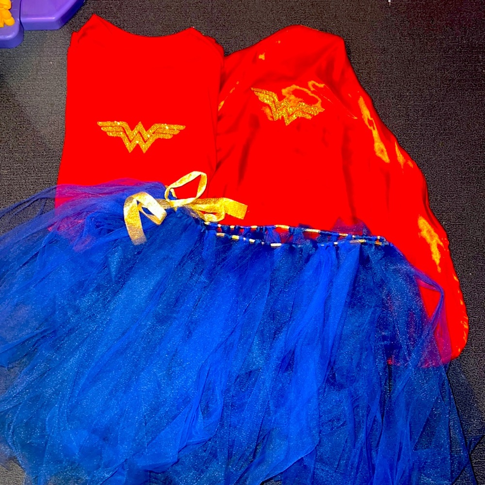 Wonder Woman Halloween costume adult with skirt cape and shirt